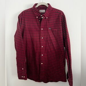 Barbour Red and Black Checkered Lightweight Flannel Shirt